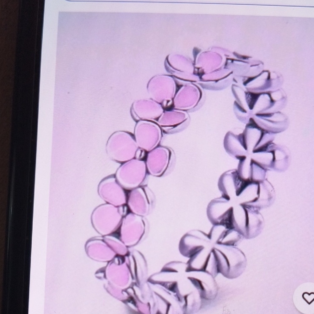 .925 STERLING SILVER "PRETTY IN PINK" FLOWER RING SZ 8